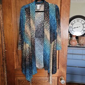 Pretty Woman Womens Large Colorful Open Cardigan Drape Stretch USA Made